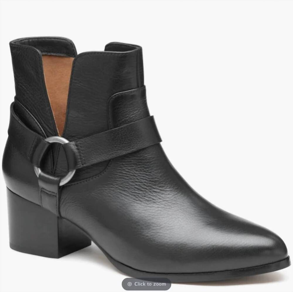 NEW JOHNSTON & MURPHY women's trista harness bootie in black calfskin